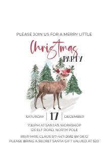 Watercolour Christmas Deer Invitation: Christmas Deer INVITATION