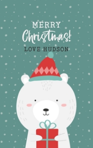 Cute Winter Christmas Animal TAG Bear RECTANGLE: Cute Winter Christmas Animal GIFT TAG Penguin BUNDLE