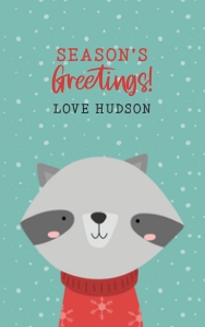 Cute Winter Christmas Animal TAG Raccoon RECTANGLE: Cute Winter Christmas Animal Raccoon GIFT TAG