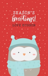 Cute Winter Christmas Animal TAG Owl RECTANGLE: Cute Winter Christmas Animal GIFT TAG Penguin BUNDLE