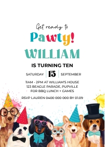 Dog Pawty Base Banner INVITATION: Dog Pawty Base Banner INVITATION