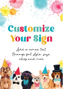 Dog Pawty TABLE SIGN 5x7: Dog Pawty TABLE SIGN
