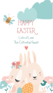 Pastel Spring Easter OBLONG TAG 2 Bunnies design preview
