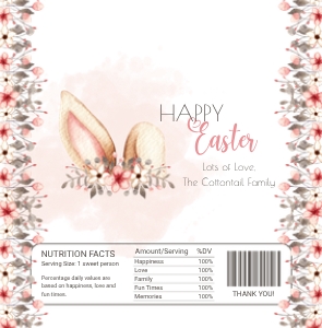 Pink Easter WColor CHOCOLATE WRAPPER LGE: Pink Easter Wcolor CHOCOLATE WRAPPER