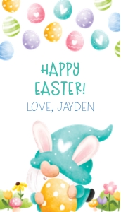 Easter Gnome WColor OBLONG TAG Teal: Easter Gnome WColor OBLONG TAG Teal