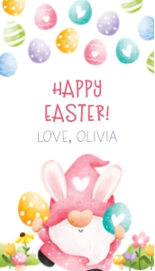 Easter Gnome WColor OBLONG TAG Pink: Easter Gnome WColor OBLONG TAG Pink