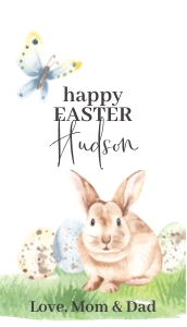 Cottage Easter Bunny WColor OBLONG TAG BFly: Cottage Easter Bunny WColor OBLONG TAG BFly