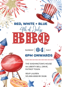 4th July Glitter WColor INVITE BBQ design preview