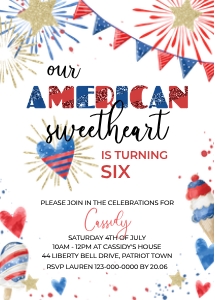 4th July Glitter WColor INVITE Am. Sweetheart: 4th July Glitter WColor INVITE Am. Sweetheart