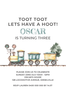 Vintage Train INVITATION design preview