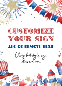 4th July Glitter WColor TABLE SIGN 5x7: 4th July Glitter WColor TABLE SIGN