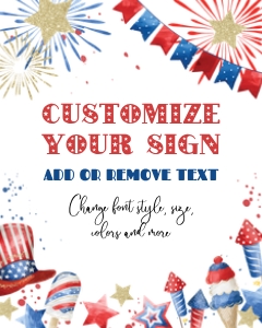4th July Glitter WColor TABLE SIGN 8x10: 4th July Glitter WColor TABLE SIGN
