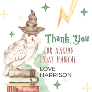 Wizard Magic School RND/SQ TAG Owl: Wizard Magic School TAGS RND/SQ
