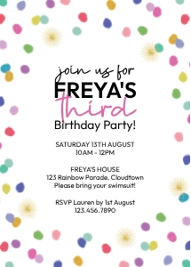 Rainbow Confetti INVITATION: Rainbow Confetti INVITATION