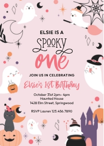 Halloween Pink Ghost INVITATION Spooky One: Halloween Ghost Pink INVITATION Spooky One