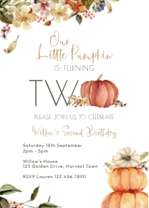 Fall WColor Pumpkins INVITATION Two design preview