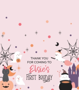 Halloween Pink Ghost TENT SML: Halloween Ghost Pink FAVOR TOPPERS