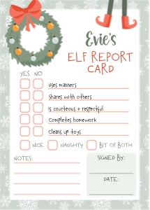 Christmas Elf Mod REPORT CARD design preview