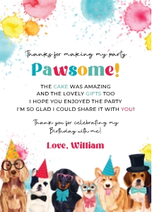 Dog Pawty THANK YOU CARD: Dog Pawty EDITABLE BUNDLE