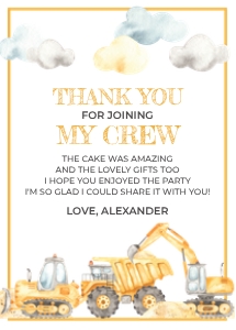 Construction THANK YOU CARD: Construction THANK YOU CARD