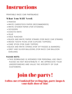 Printable Race Car Party Bundle: Printable Race Car Party Bundle