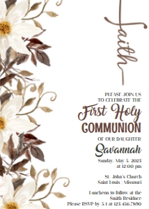 Muted Floral First Communion design preview