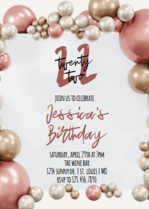 Balloon Arch Invitation: Rose Gold Balloons