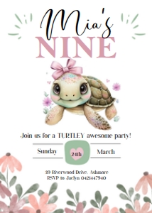 Turtley Awesome Invitation: Girl Turtle