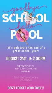 ombre pool party - goodbye school invite design preview