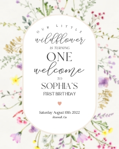delicate wildflower - first birthday welcome sign design preview