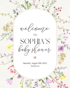 delicate wildflower - baby shower welcome sign design preview