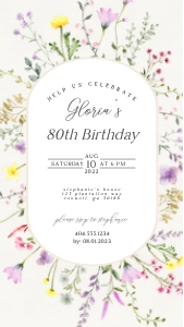 delicate wildflower - birthday invite design preview