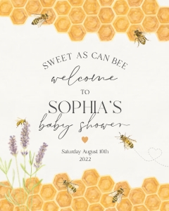 honey bee - baby shower welcome sign design preview