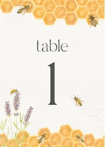honey bee - table numbers design preview