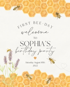 honey bee - first birthday welcome sign design preview