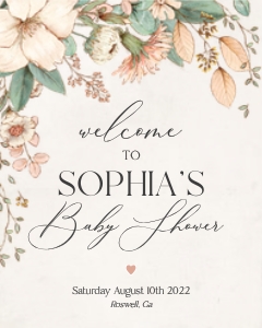 blush floral - baby shower welcome sign design preview