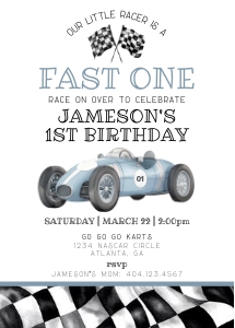 blue race car - first birthday bundle design preview