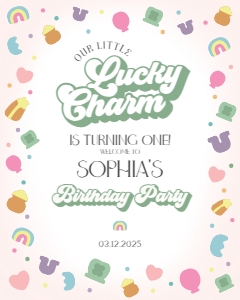 lucky charm - birthday welcome sign design preview
