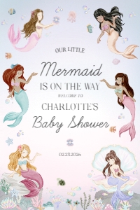 mermaid - baby shower welcome sign design preview