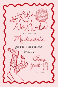 disco cowgirl - birthday welcome sign design preview