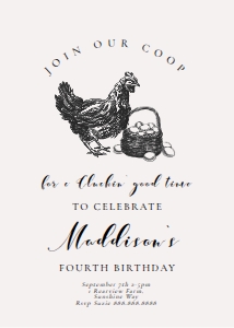 Chicken Birthday Invitation 3: Chicken Birthday Invitation 3 Shopify