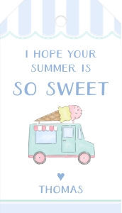 Blue Ice Cream Truck Gift Tag - End of Year Class Party design preview