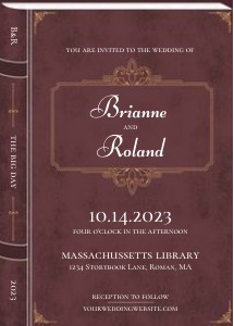 Wedding Invitation, Book, Literary - Wine: Wedding Invitation, Book Literary Library