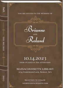 Wedding Invitation, Book, Literary - Tea: Wedding Invitation, Book Literary Library