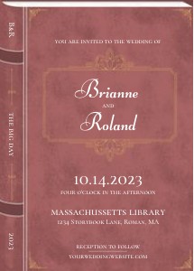 Wedding Invitation, Book, Literary - Rose: Wedding Invitation, Book Literary Library