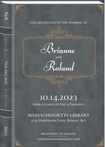 Wedding Invitation, Book, Literary - Pebble: Wedding Invitation, Book Literary Library