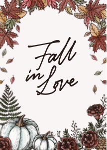 Fall in Love, two-sided, COLOR: Fall in Love, Bridal Shower Invitation