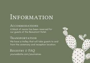 Blooming Cactus, Information: Blooming Cactus Wedding Invitation SUITE