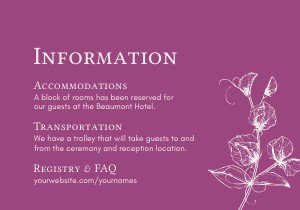 Sweet Pea, Information: Sweet Pea Wedding Invitation SUITE