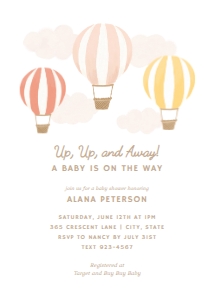 Baby Shower Invitation - Hot Air Balloons - 1004: Baby Shower Invitation - Hot Air Balloons - 1004